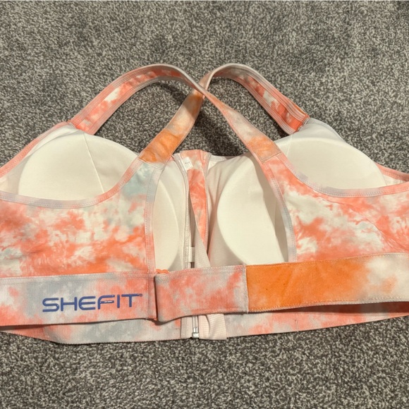 SHEFIT Orange and White Sports Bra - Picture 2 of 3